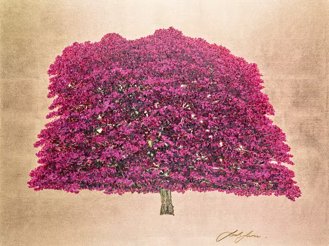 Copper Beech Jack Frame tree painting textured metal leaf oils contemporary landscape art