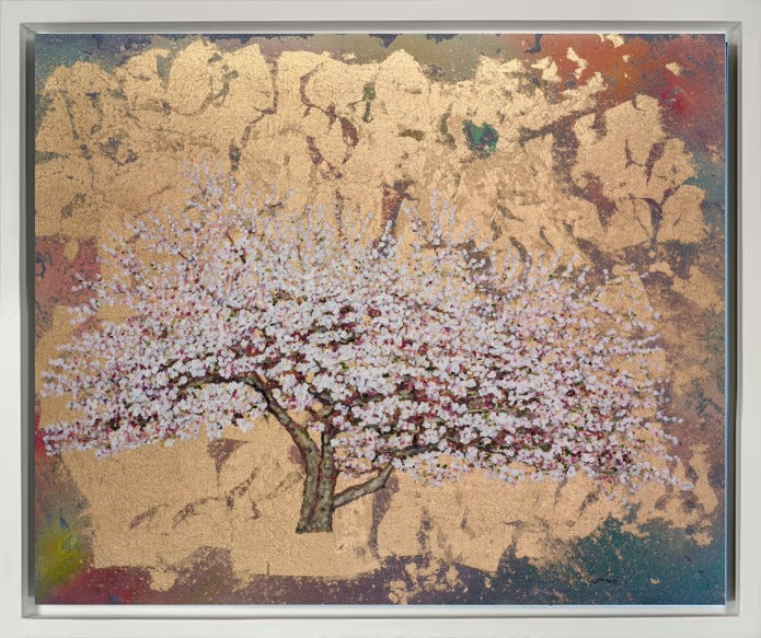 Hera by Jack Frame textured tree painting oil acrylic metal-leaf new original art UK