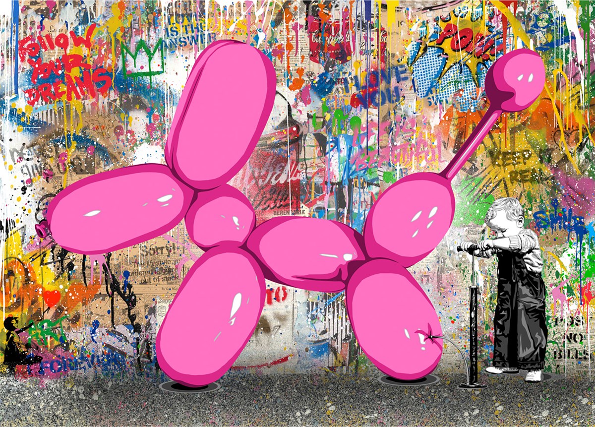Puppy Love (Pink) by Mr Brainwash