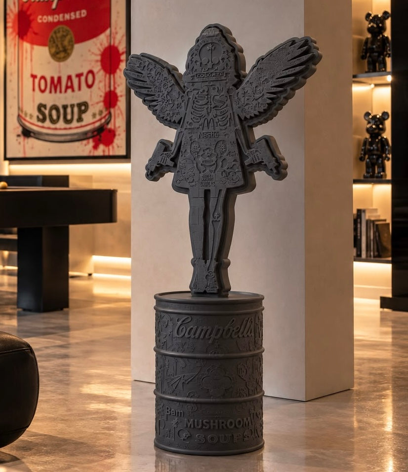 Angel Cake sculpture on signature oil drum