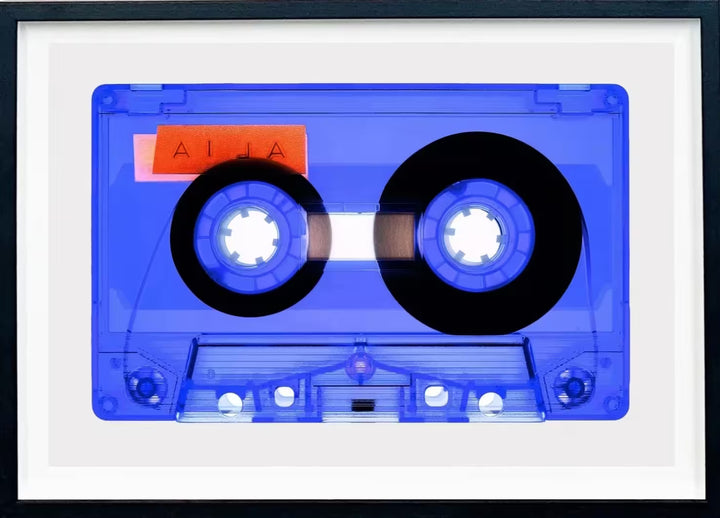 A framed limited edition photograph by Richard Heeps using vibrant colours, the title is Tape Collection AILA Very Peri