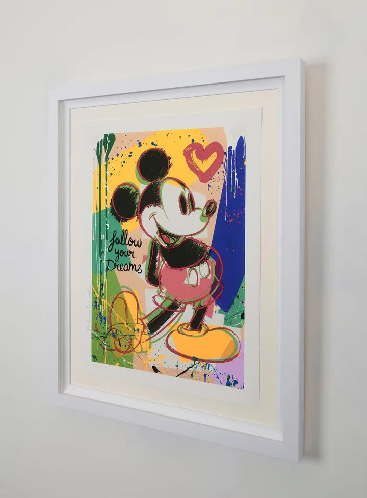 An angled picture of Mr Brainwash A Heart Full of Dreams in situ