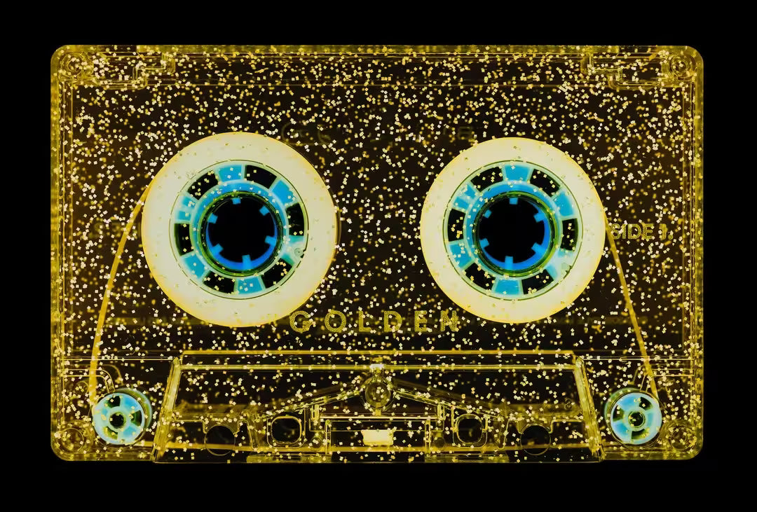A limited edition photograph by Richard Heeps using vibrant colours, the title is Tape Collection All That Glitters is Golden