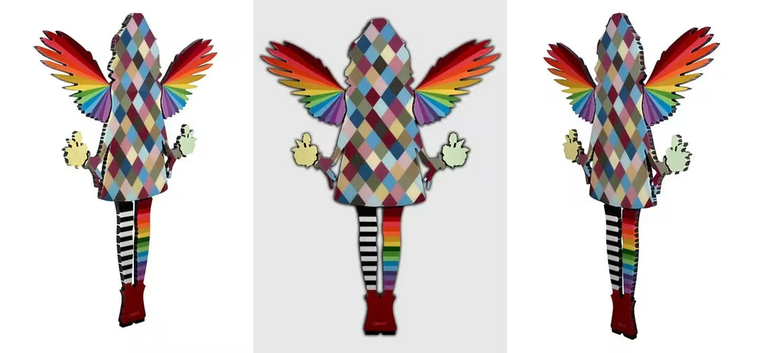 A Lhouette original wall sculpture, the title is Angel Cake (floral)- Med Diamond Geo