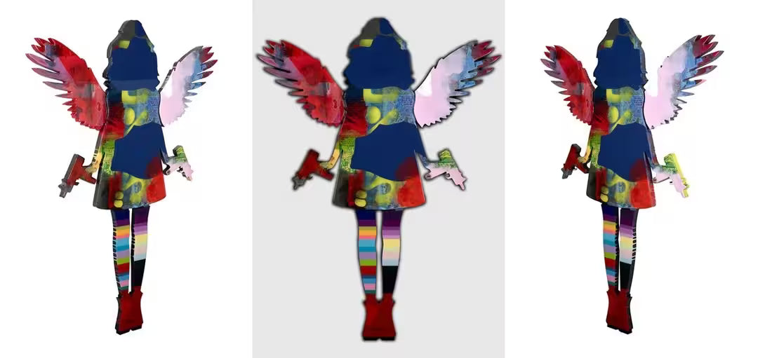 A Lhouette original wall sculpture, the title is Angel Cake- Med Freeflow