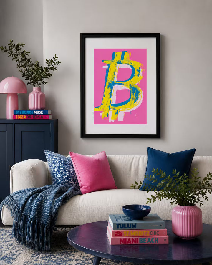 Mr Brainwash Bitcoin (Pink) in situ