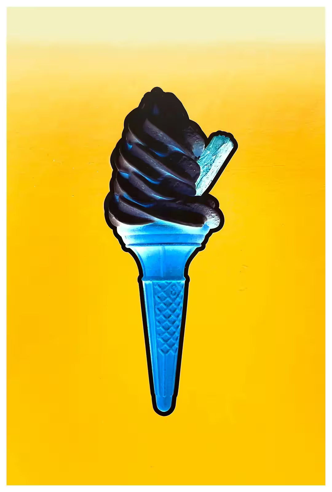 A limited edition photograph by Richard Heeps using vibrant colours, the title is Black Ice (Yellow)