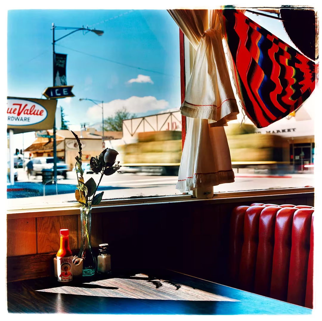 A limited edition photograph by Richard Heeps using vibrant colours, the title is Bonzanza Cafe Lone Pine California