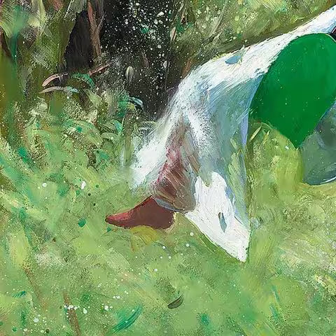 A Sherree Valentine Daines limited edition of a girl in a white dress on a swing, the title is Carefree Summer&
