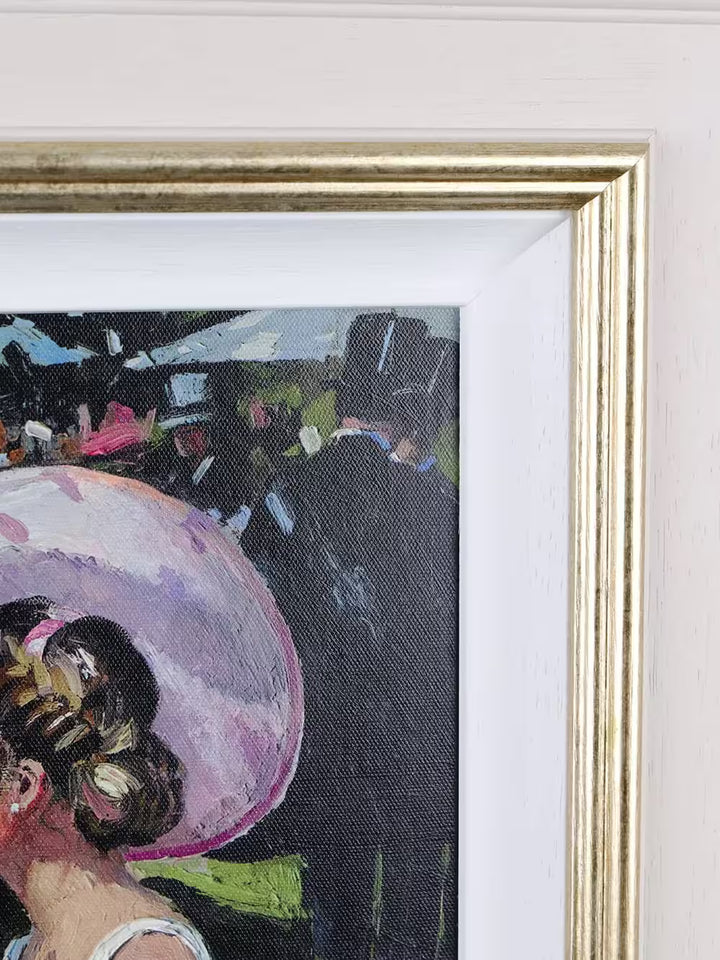 A Sherree Valentine Daines limited edition of three ladies sat drinking champagne, the title is Champagne At Ascot