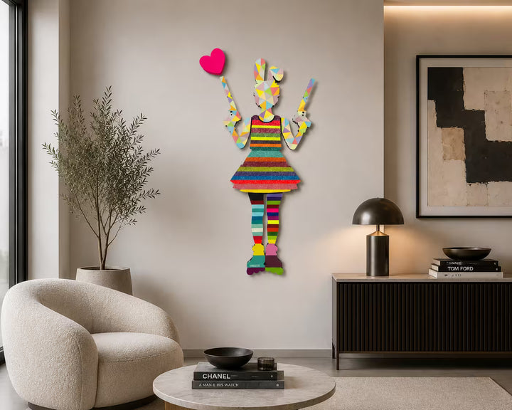Rabbit Run -  Striped / Geo Confetti - Medium Wall Sculpture by Lhouette
