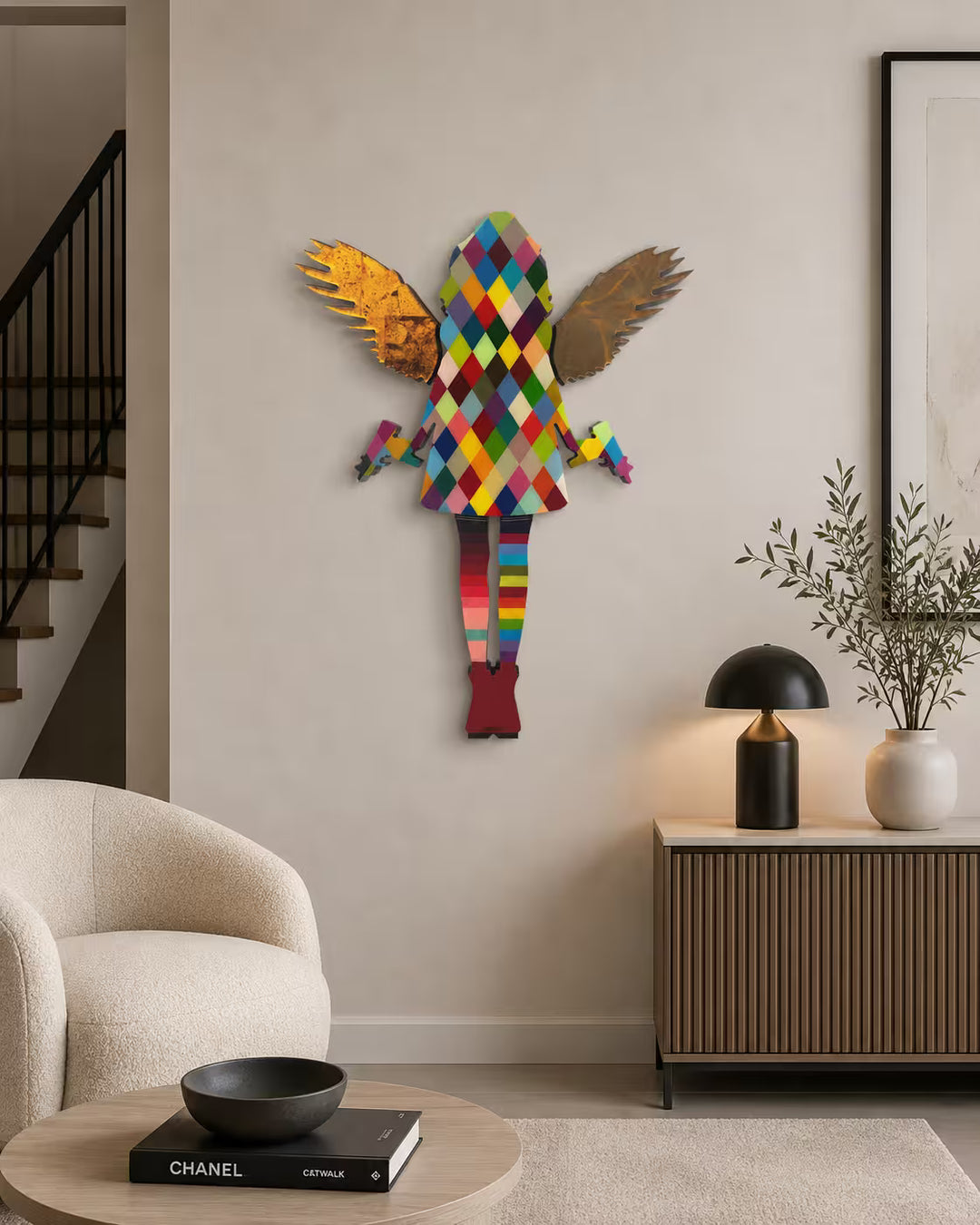 Angel Cake - Harlequin Mini Wall Sculpture by Lhouette