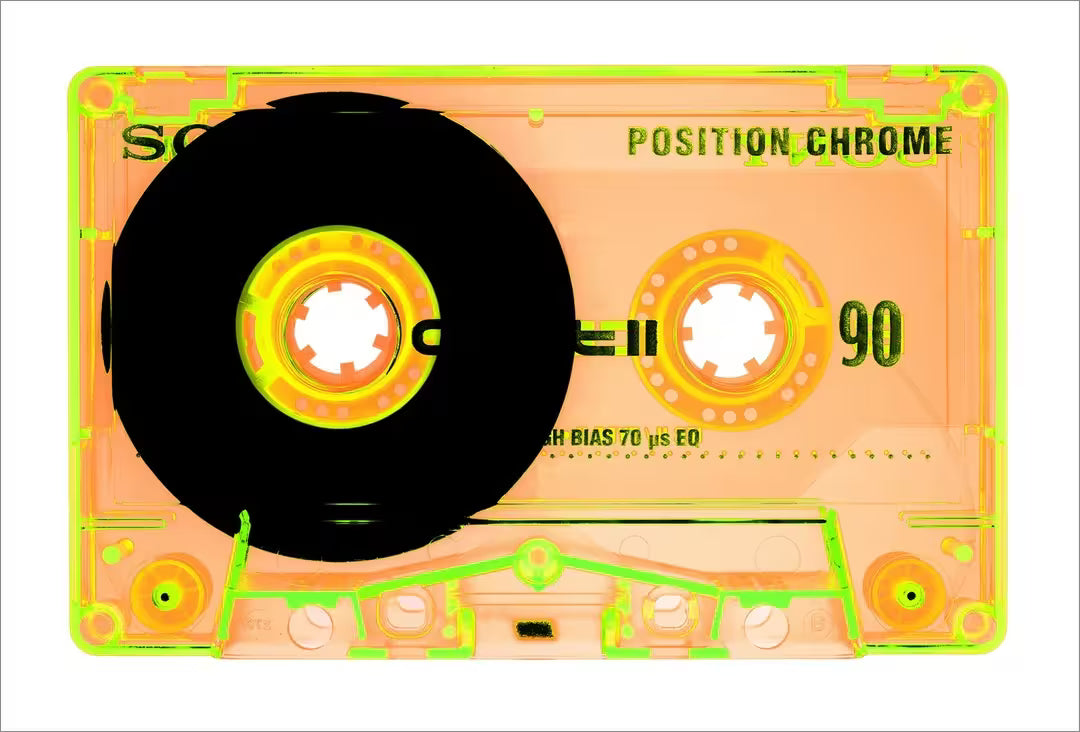 A limited edition photograph by Richard Heeps using vibrant colours, the title is Tape Collection &