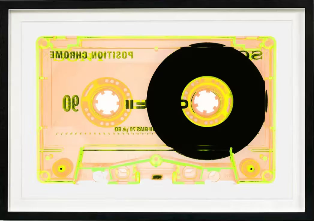 A framed limited edition photograph by Richard Heeps using vibrant colours, the title is Tape Collection &