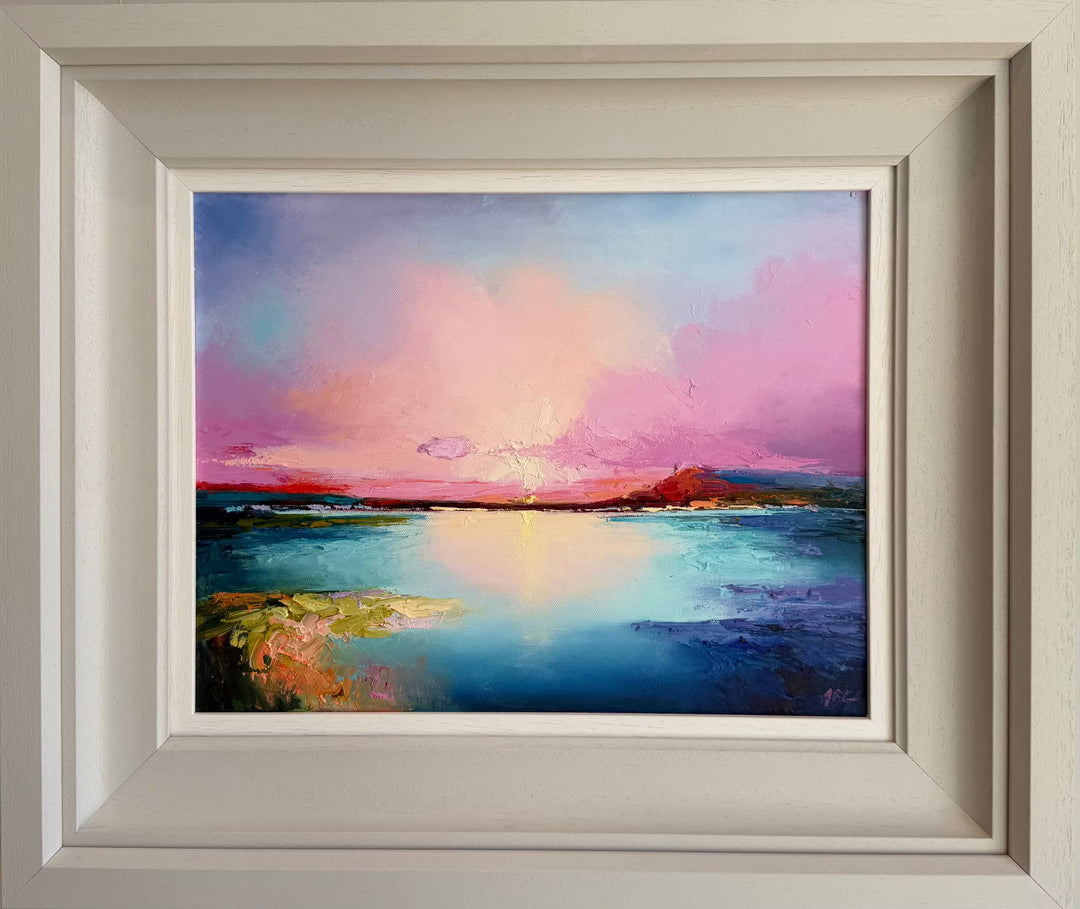 An Original by Anna Gammans of a pink sunset, the title is Colourful Horizon III