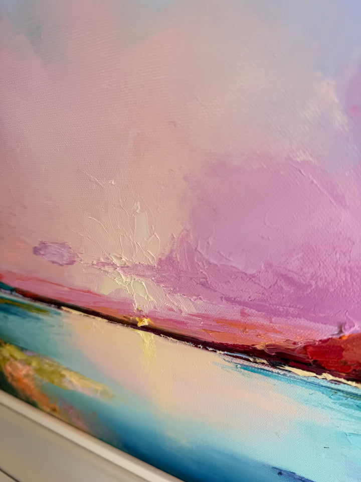 An Original by Anna Gammans of a pink sunset, the title is Colourful Horizon III