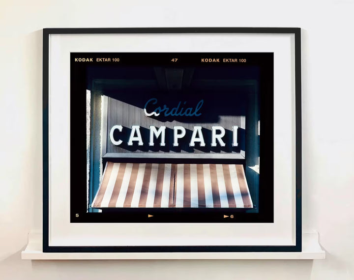 A framed limited edition photograph by Richard Heeps using vibrant colours, the title is Cordial Campari
