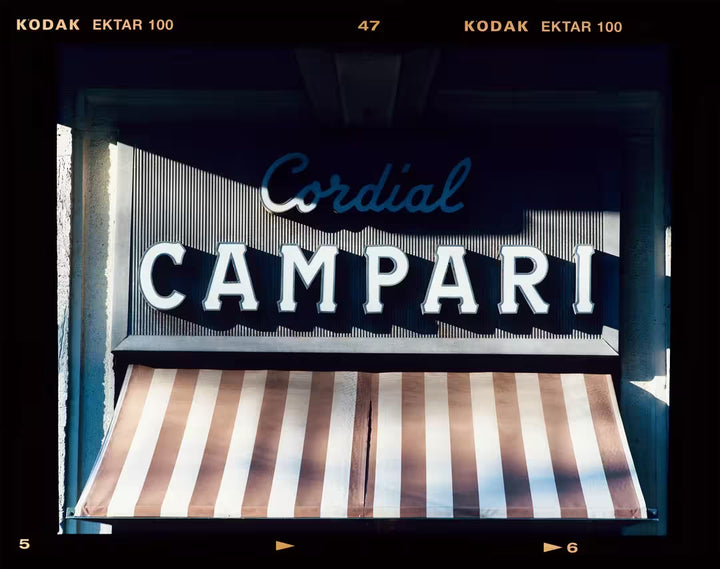 A limited edition photograph by Richard Heeps using vibrant colours, the title is Cordial Campari