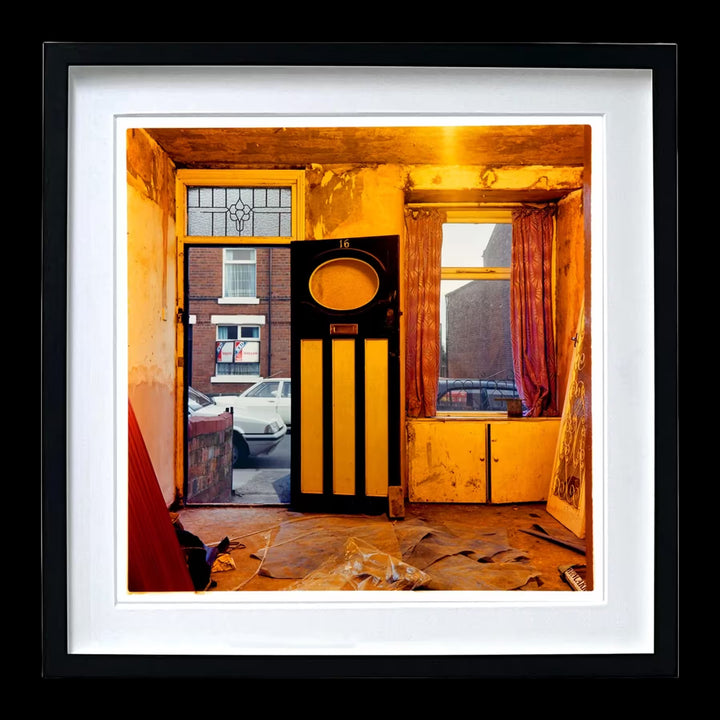 A framed limited edition photograph by Richard Heeps using vibrant colours, the title is Dalton Bank, Warrington, 1987