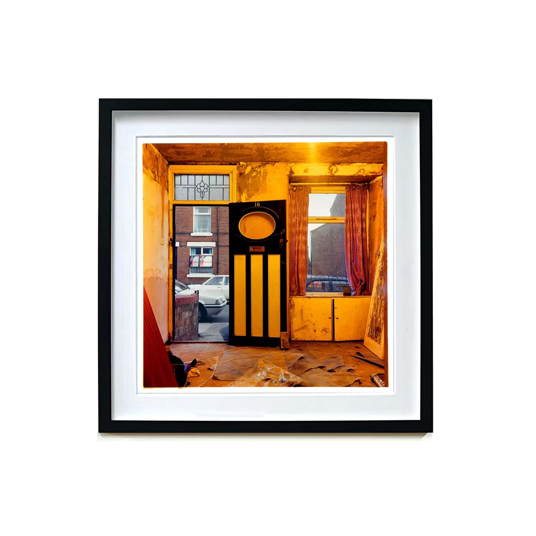 A framed limited edition photograph by Richard Heeps using vibrant colours, the title is Dalton Bank, Warrington, 1987