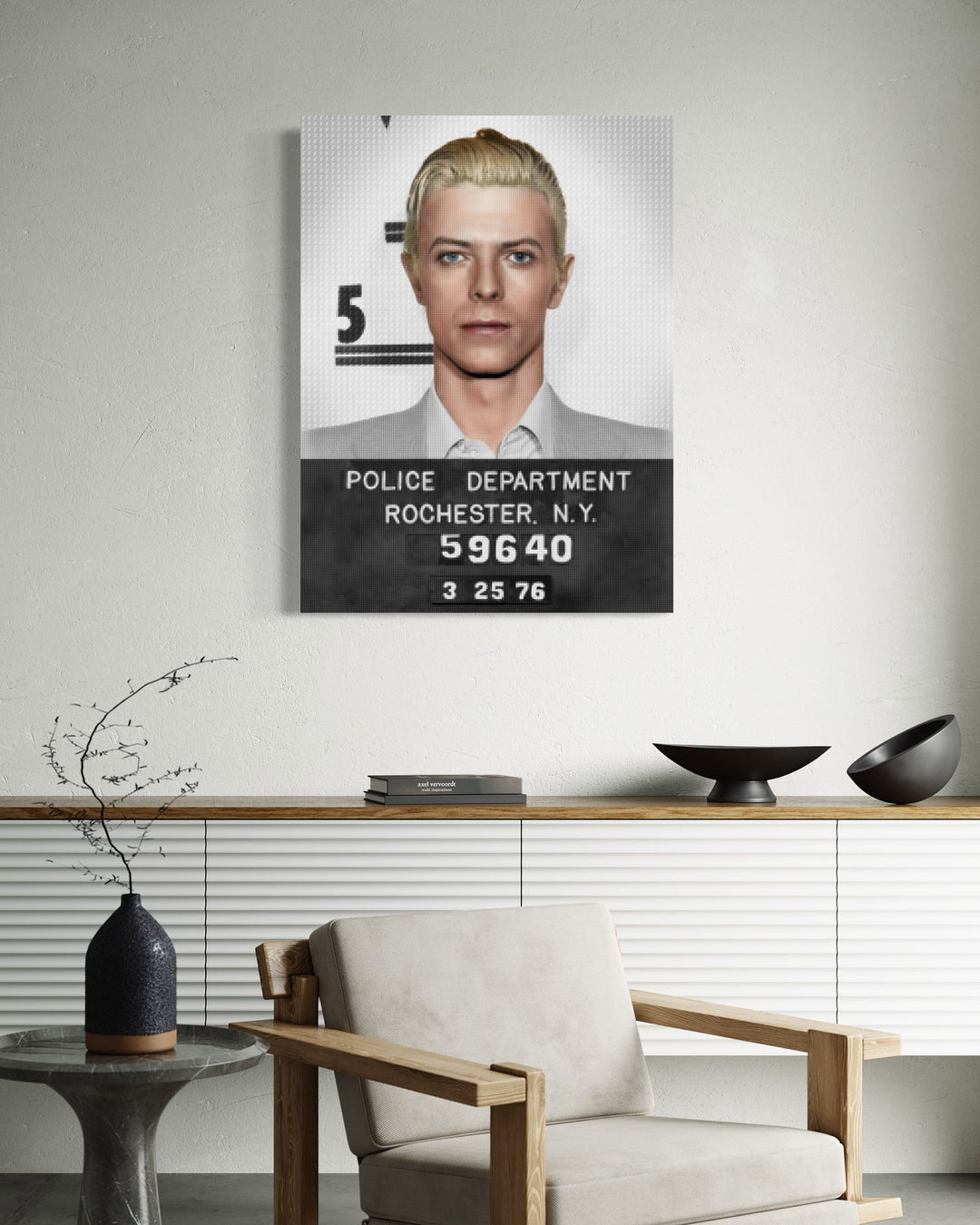 David Bowie Mugshot - Deluxe Acrylic by Nick Holdsworth