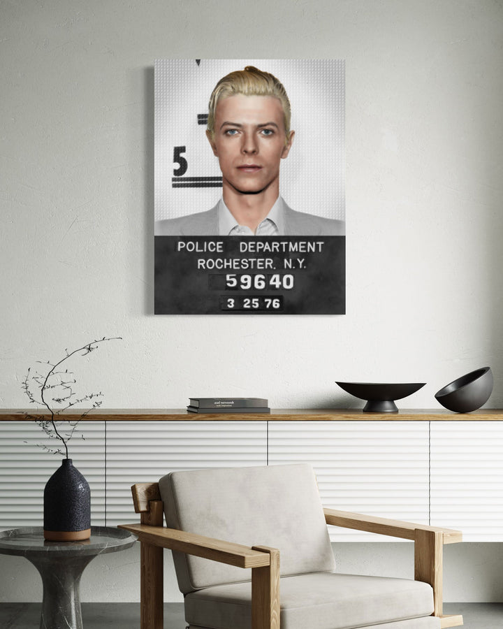 David Bowie Mugshot - Deluxe Acrylic by Nick Holdsworth | Startle