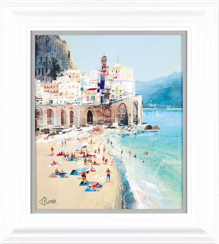 A Tom Butler limited edition of a coastline and big building, the title is Days Like These
