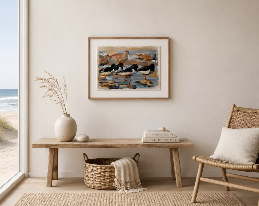 Debbie Boon Oyster Catchers and Gulls sketch in situ