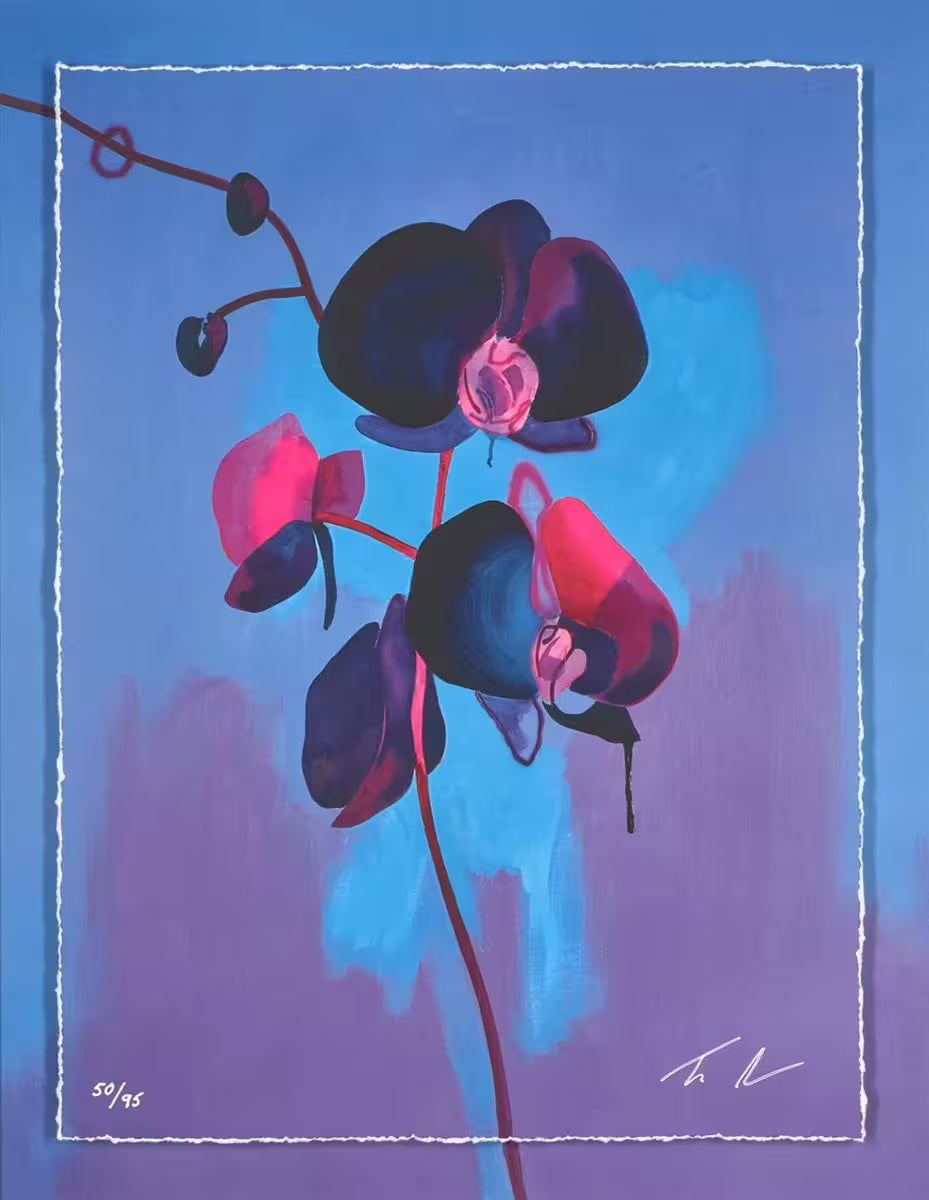 A Tim Fowler limited edition of a neon flower, the title is Eclipse