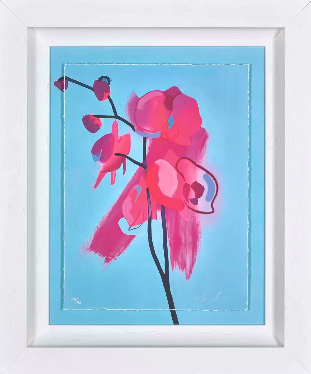 A Tim Fowler limited edition piece of a neon flower, the title is Enchant