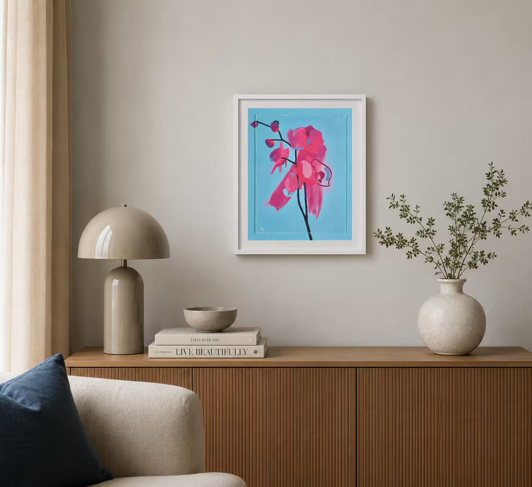 A Tim Fowler limited edition piece of a neon flower, the title is Enchant