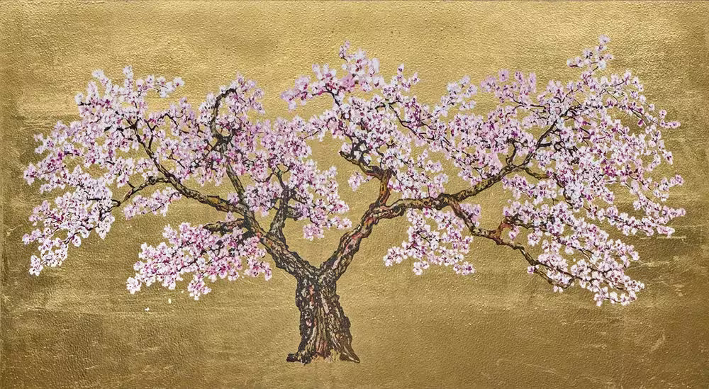 Tree full of blossom on gold background, Everbloom by Jack Frame
