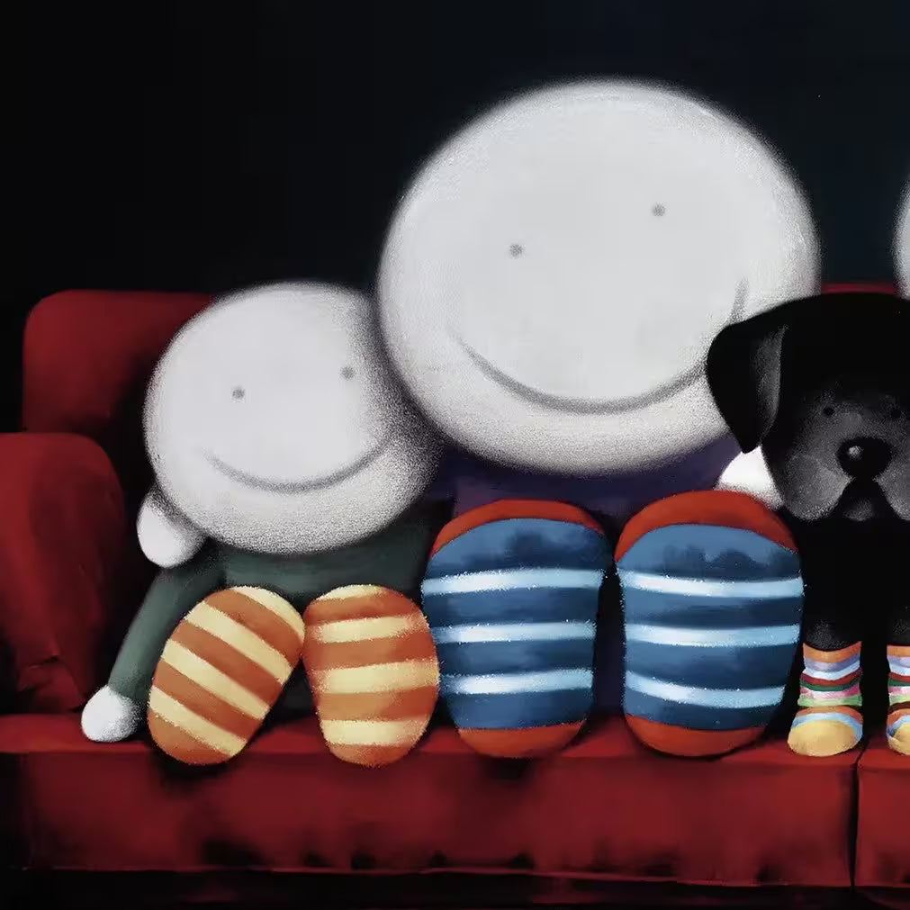 A close up of a Doug Hyde limited edition print, title is Family Time
