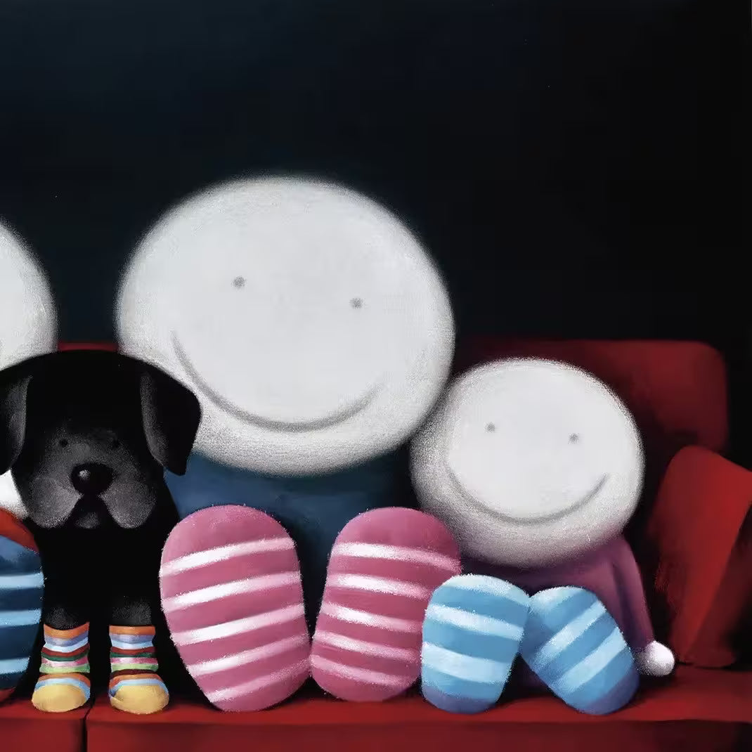 A close up of a Doug Hyde limited edition print, title is Family Time