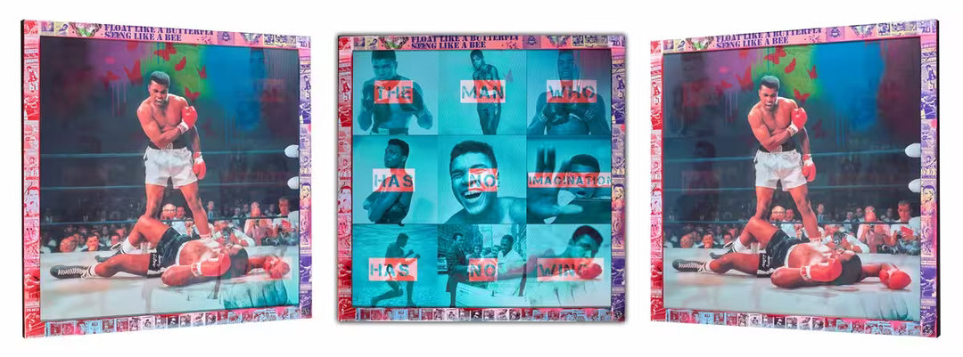 A Dan Pearce original of a Muhammed Ali optical piece, the title is Float Like a Butterfly