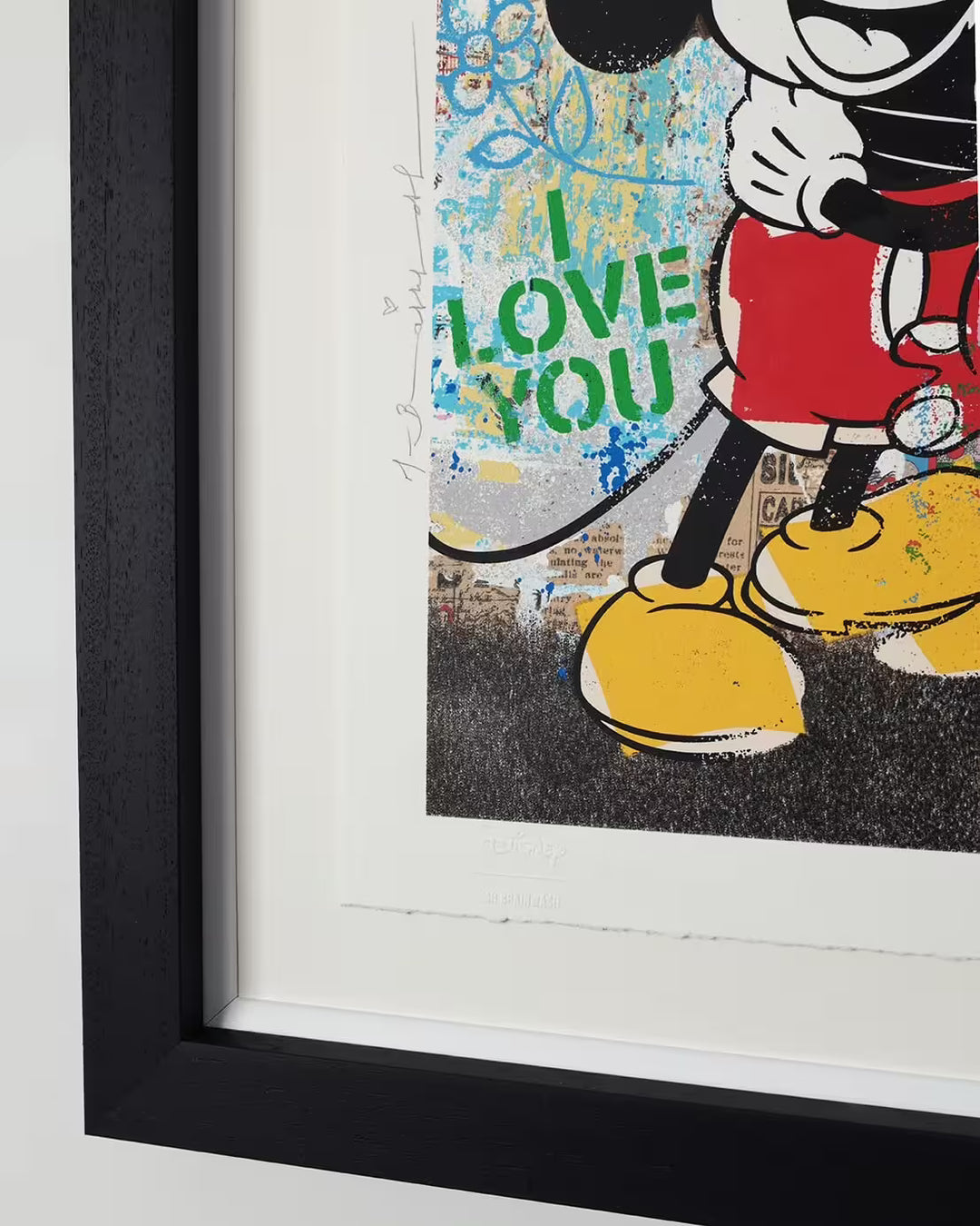 A close up of Mr Brainwash Forever Starts Here frame