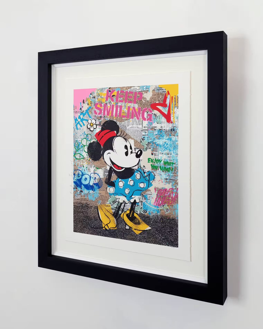 A picture of Mr Brainwash Forever Minnie framed on an angle