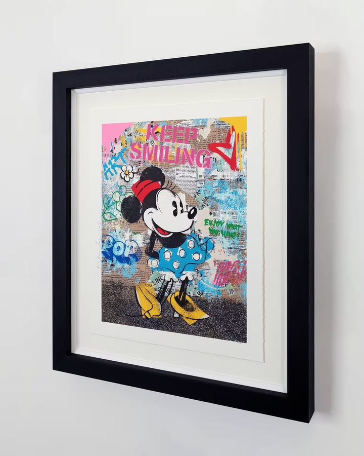 A picture of Mr Brainwash Forever Minnie framed on an angle