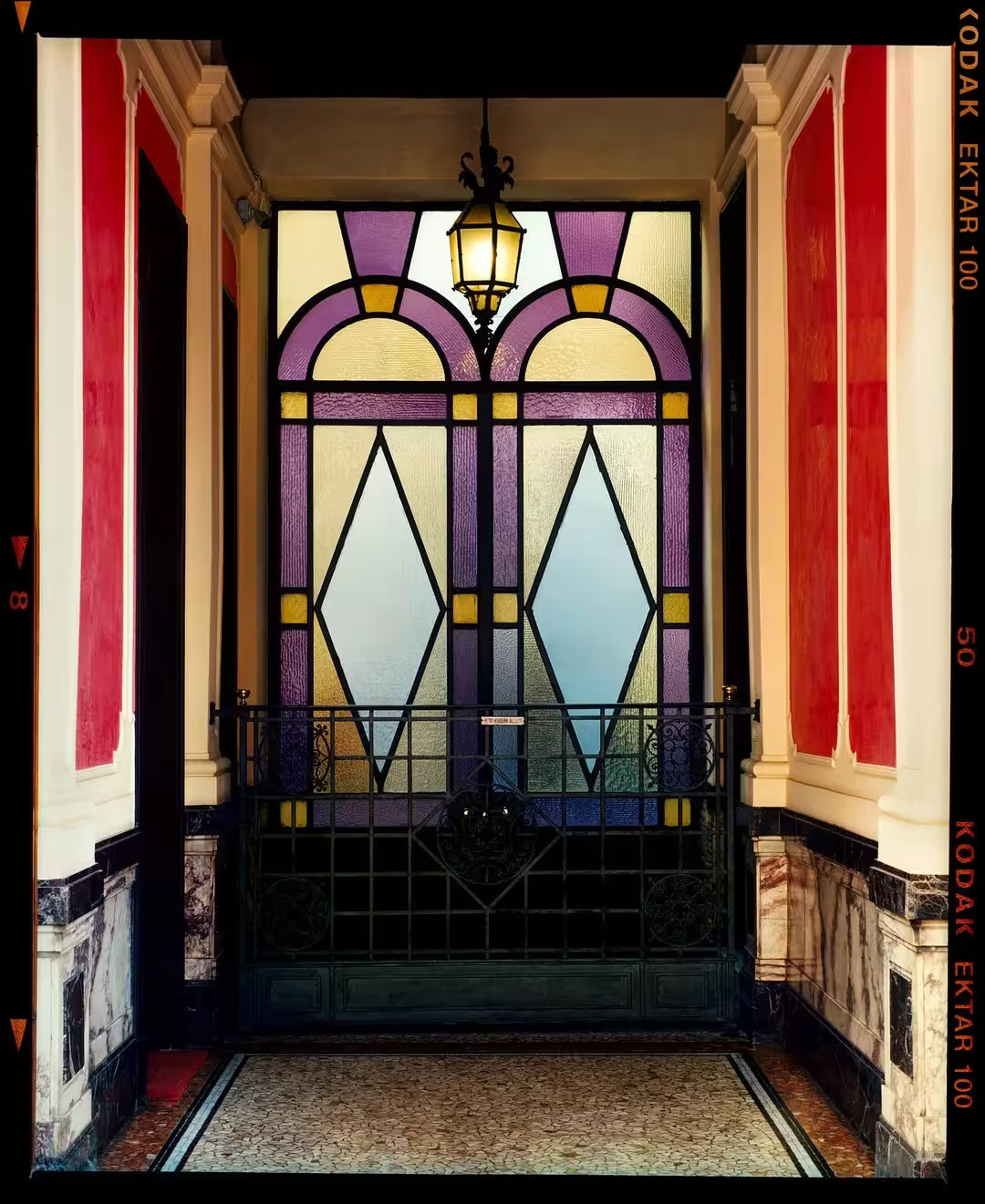 A limited edition photograph by Richard Heeps using vibrant colours, the title is Foyer VII, Milan, 2020