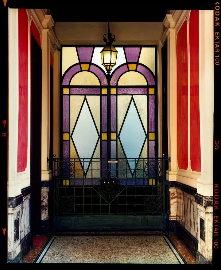 A limited edition photograph by Richard Heeps using vibrant colours, the title is Foyer VII, Milan, 2020