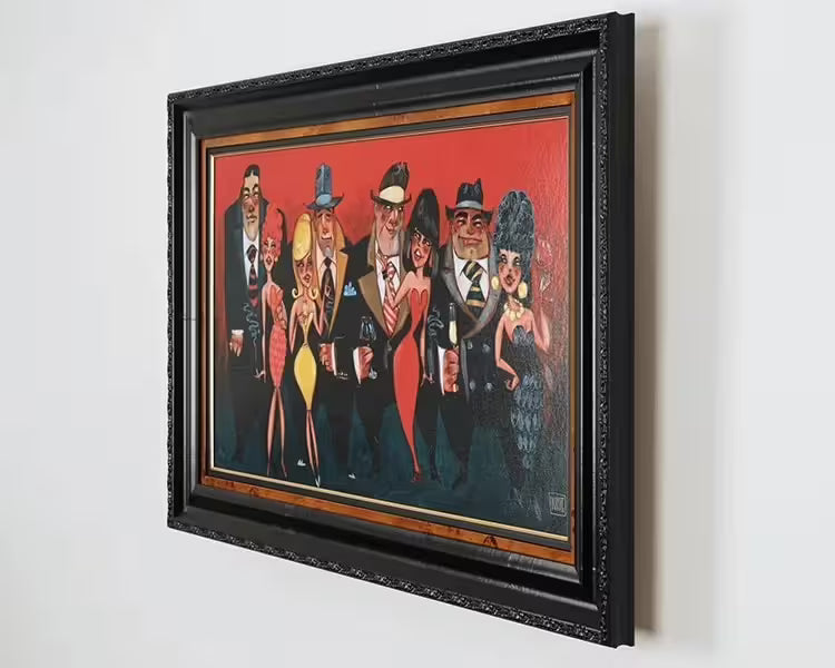 A Todd White limited edition piece of four gangsters and four ladies all drinking, the title is Friday Night Molls