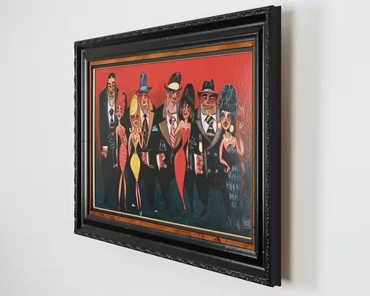 A Todd White limited edition piece of four gangsters and four ladies all drinking, the title is Friday Night Molls