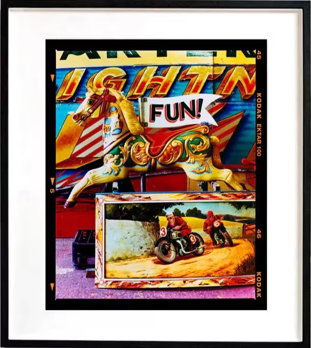 A framed limited edition photograph by Richard Heeps using vibrant colours, the title is FUN! Maidenhead, 2022