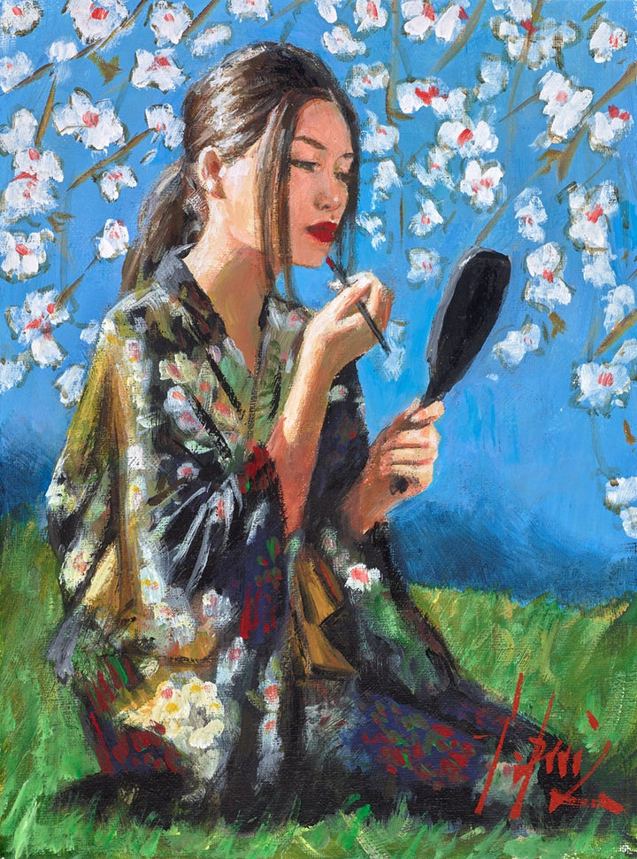 Geisha with White Flowers II by Fabian Perez