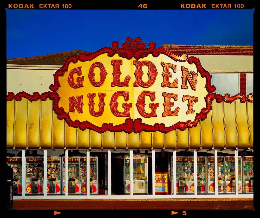 A limited edition photograph by Richard Heeps using vibrant colours, the title is Golden Golden Nugget, Norfolk, 2023