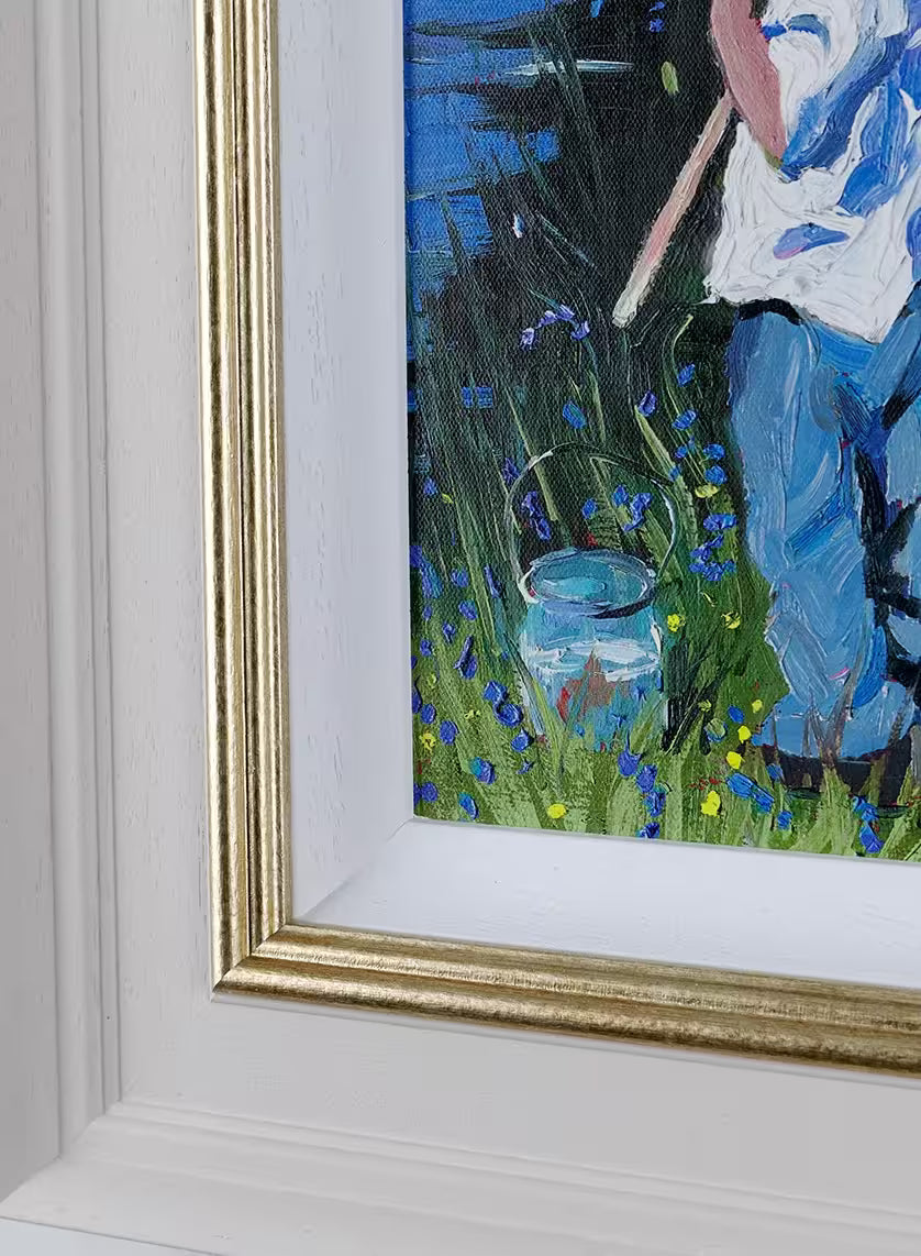 A Sherree Valentine Daines limited edition of a little boy stood by a stream, the title is Great Expectations