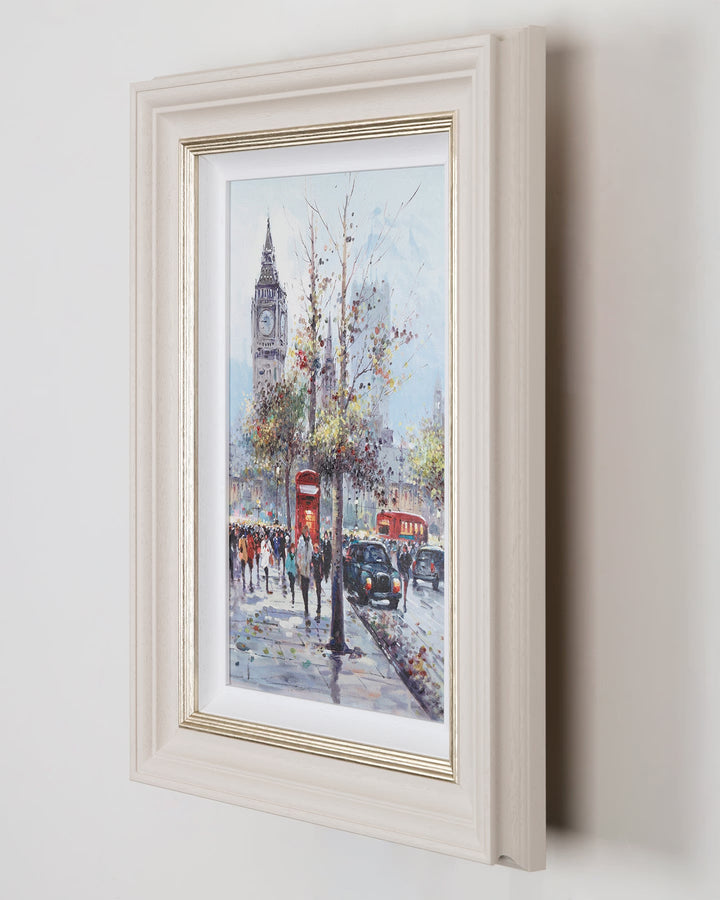 Heart of the City II by Henderson Cisz displayed on an angle on a white wall