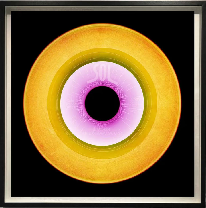 A framed limited edition photograph by Richard Heeps using vibrant colours, the title is Vinyl Collection &