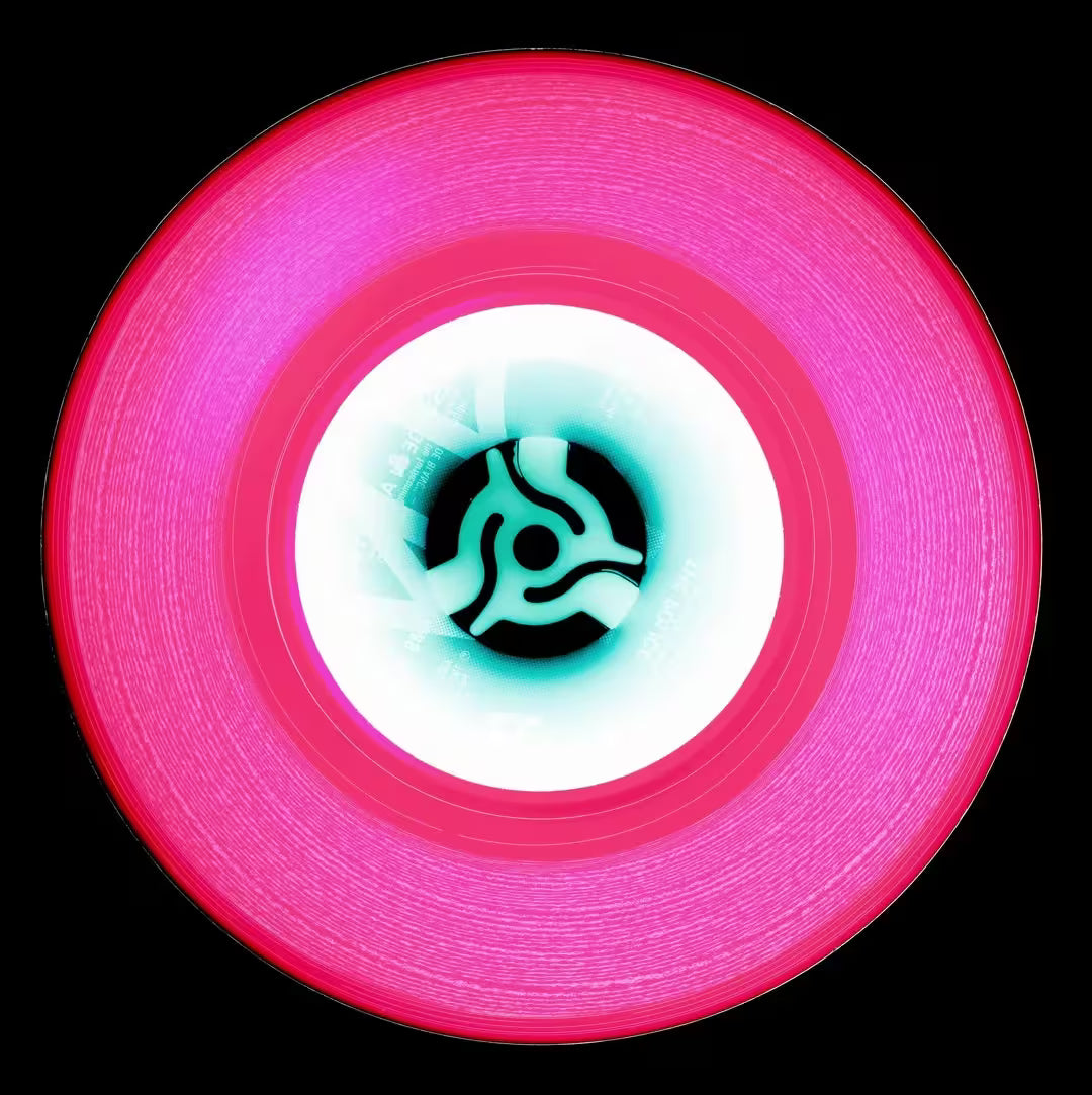 A limited edition photograph by Richard Heeps using vibrant colours, the title is Vinyl Collection &