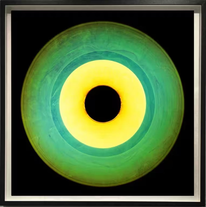 A framed limited edition photograph by Richard Heeps using vibrant colours, the title is Vinyl Collection &